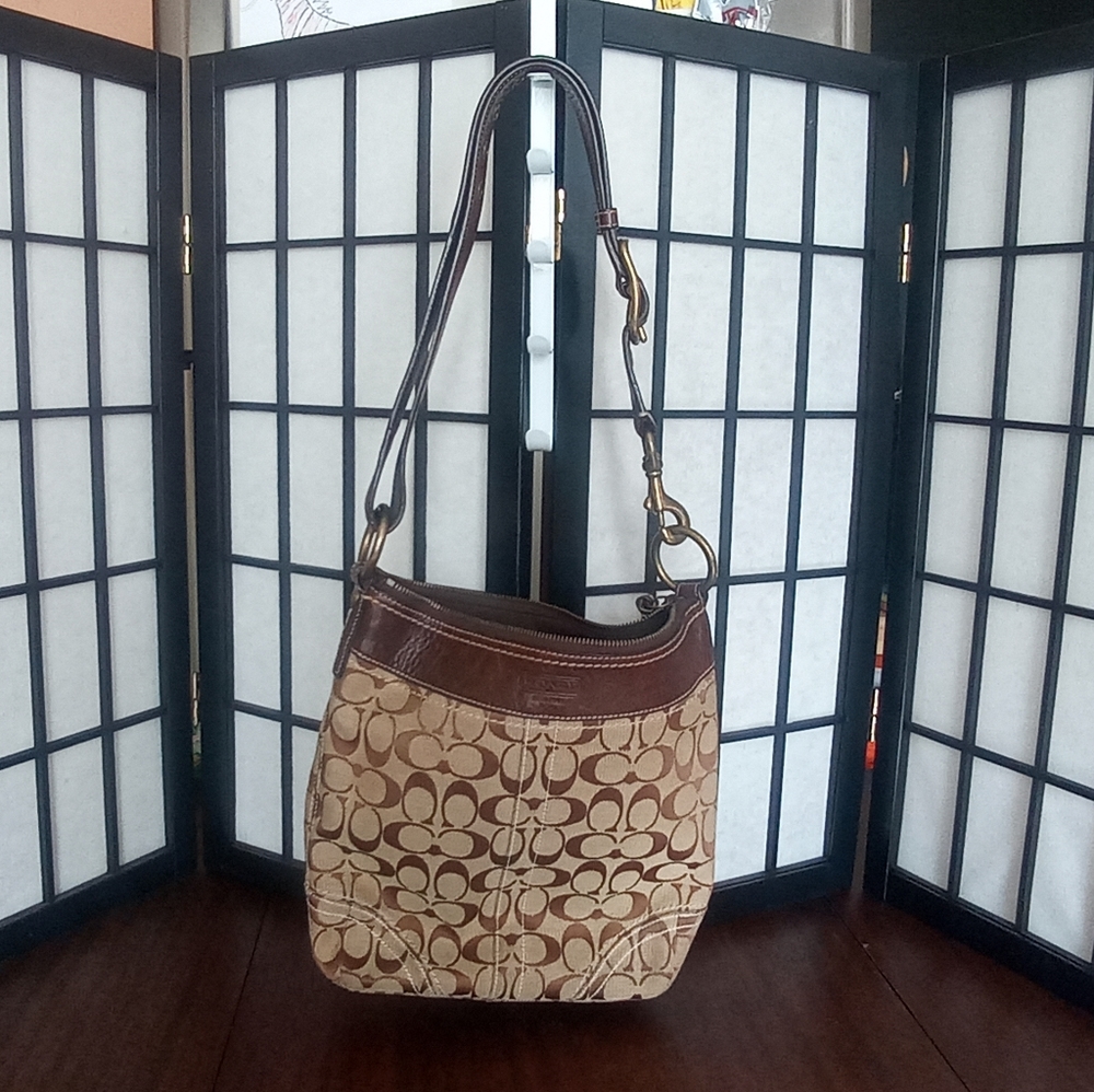 Coach Brown and Tan Shoulder Bag Gently Used